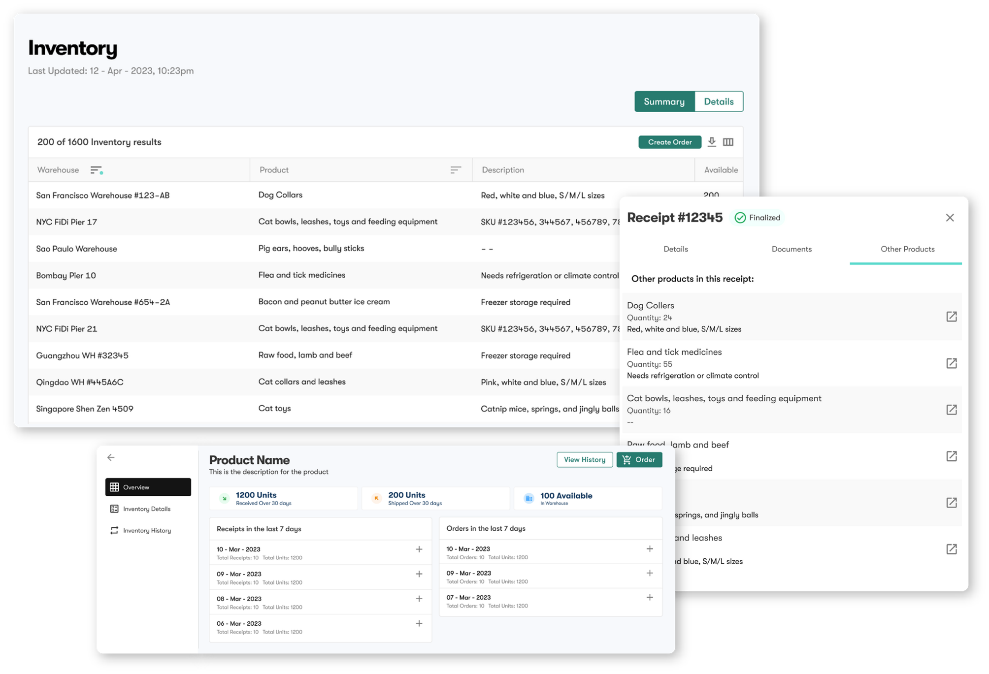 WTA digital inventory management dashboard interface
